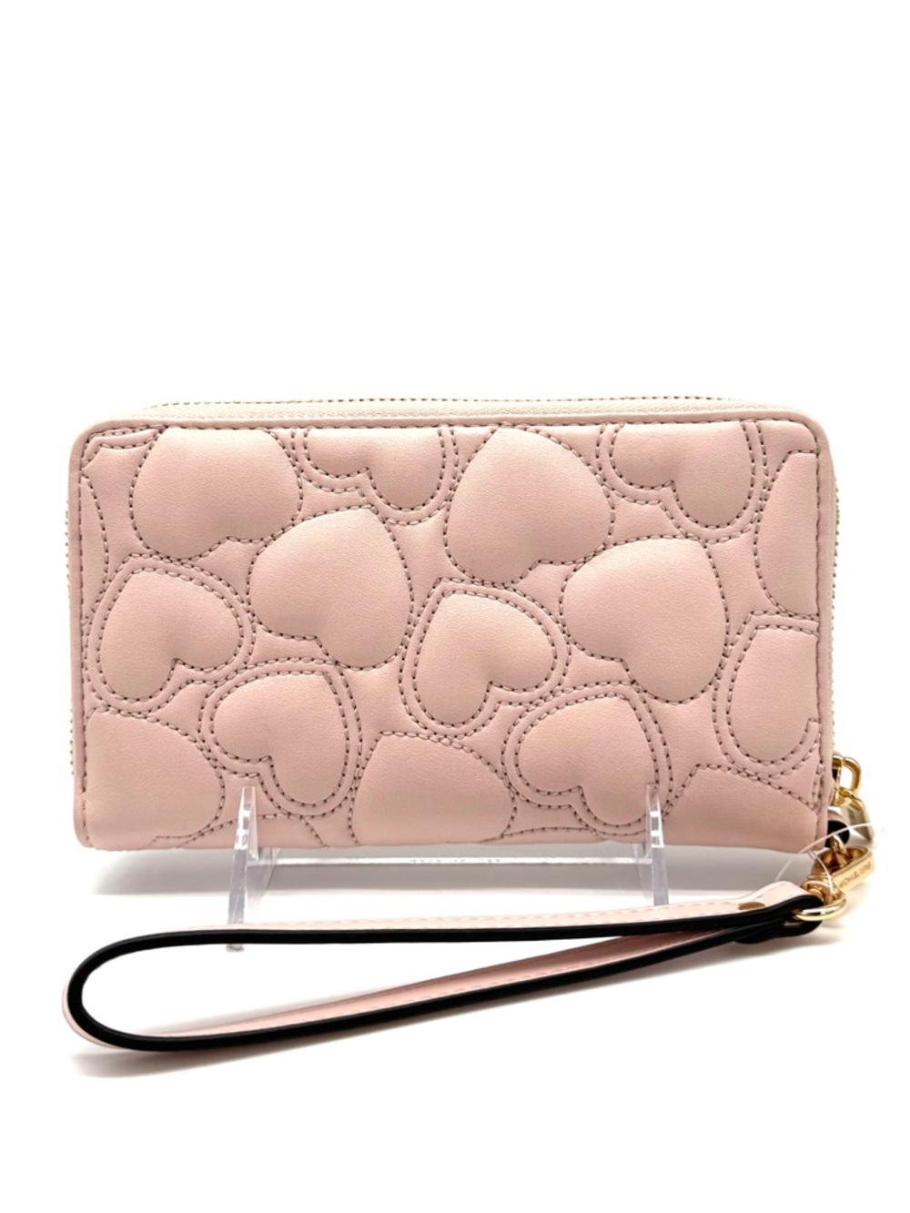 Michael Kors Large Quilted Heart Flat MF Phone Case Wallet Powder Blush - Picture 6 of 9